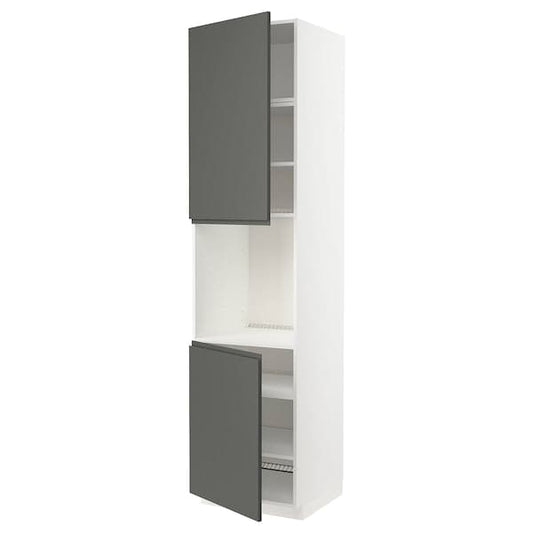Ikea METOD - High cab f oven w 2 doors/shelves, white/Voxtorp dark grey , 60x60x240 cm