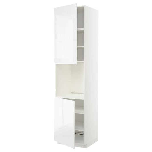 Ikea METOD - High cab f oven w 2 doors/shelves, white/Voxtorp high-gloss/white, 60x60x240 cm