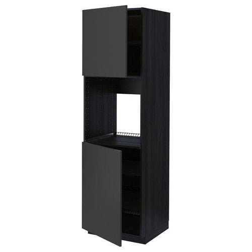 METOD - High cab f oven w 2 doors/shelves, black/Nickebo matt anthracite, 60x60x200 cm