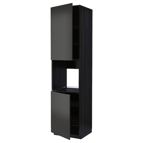 METOD - High cab f oven w 2 doors/shelves, black/Nickebo matt anthracite, 60x60x240 cm