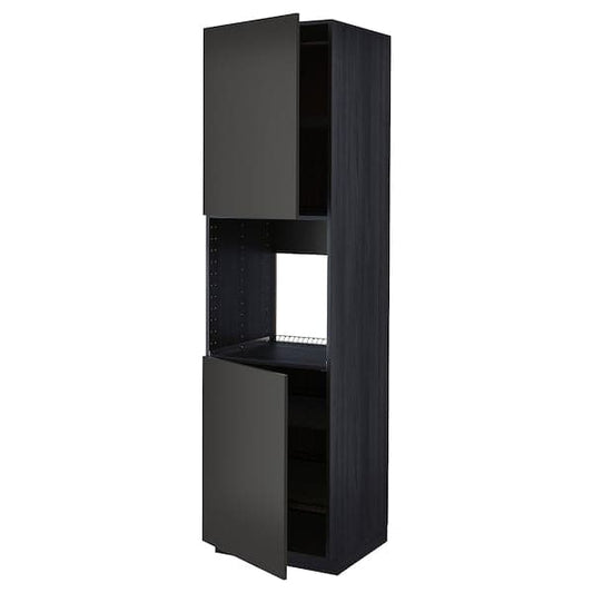 Ikea METOD - High cab f oven w 2 doors/shelves, black/Nickebo matt anthracite, 60x60x220 cm