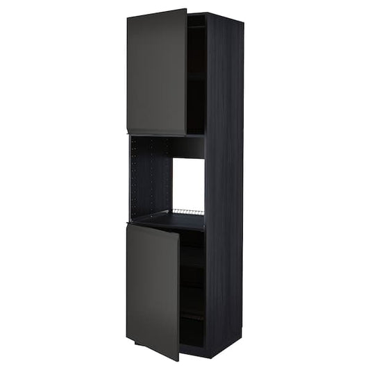 Ikea METOD - High cab f oven w 2 doors/shelves, black/Upplöv matt anthracite, 60x60x220 cm