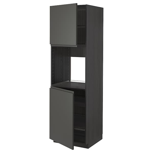 Ikea METOD - High cab f oven w 2 doors/shelves, black/Voxtorp dark grey, 60x60x200 cm