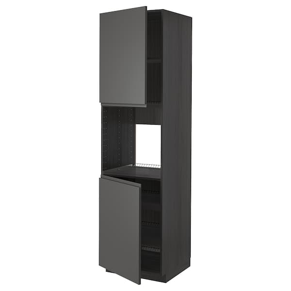 Ikea METOD - High cab f oven w 2 doors/shelves, black/Voxtorp dark grey, 60x60x220 cm