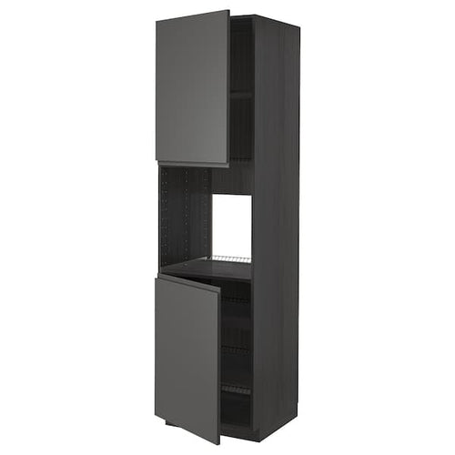 METOD - High cab f oven w 2 doors/shelves, black/Voxtorp dark grey, 60x60x220 cm