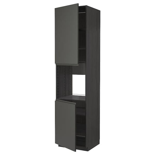 METOD - High cab f oven w 2 doors/shelves, black/Voxtorp dark grey , 60x60x240 cm
