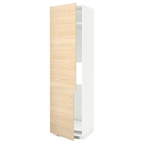 METOD - High cab f fridge/freezer w 2 doors, white/Askersund light ash effect, 60x60x220 cm
