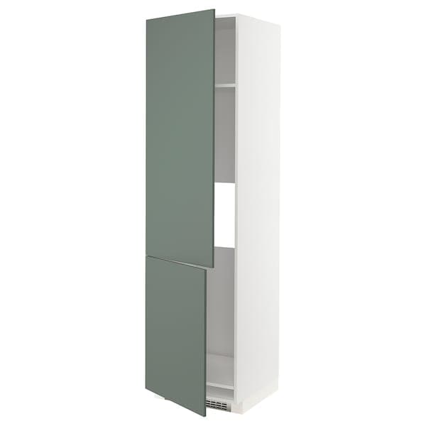 METOD - High cab f fridge/freezer w 2 doors, white/Bodarp grey-green, 60x60x220 cm