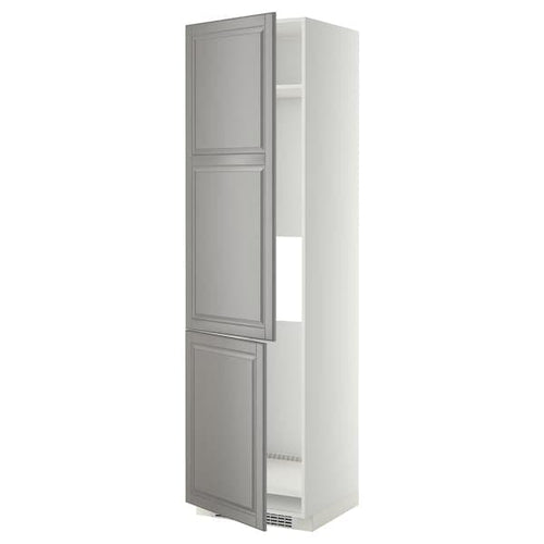 METOD - High cab f fridge/freezer w 2 doors, white/Bodbyn grey , 60x60x220 cm