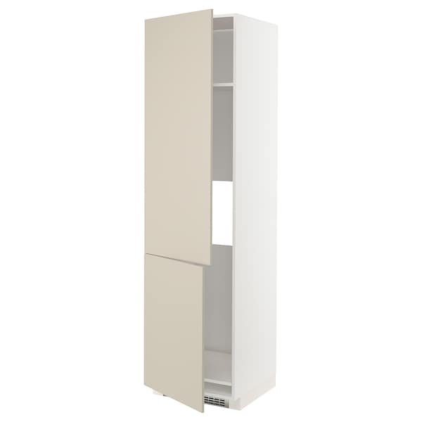 Ikea METOD - High cab f fridge/freezer w 2 doors, white/Havstorp beige, 60x60x220 cm