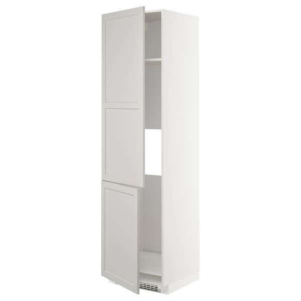 Ikea METOD - High cab f fridge/freezer w 2 doors, white/Lerhyttan light grey , 60x60x220 cm