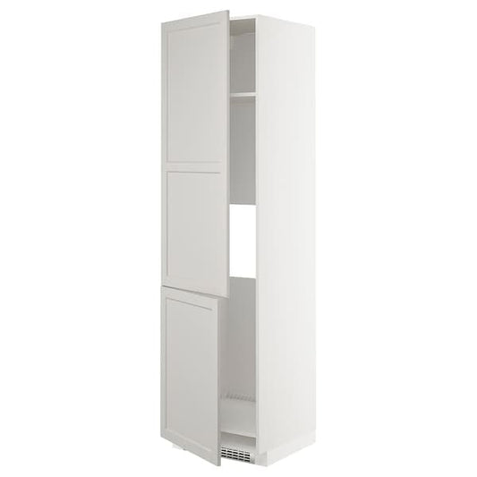 Ikea METOD - High cab f fridge/freezer w 2 doors, white/Lerhyttan light grey , 60x60x220 cm