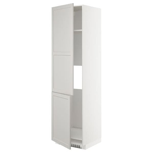 METOD - High cab f fridge/freezer w 2 doors, white/Lerhyttan light grey , 60x60x220 cm