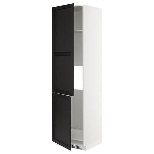 Ikea METOD - High cab f fridge/freezer w 2 doors, white/Lerhyttan black stained , 60x60x220 cm