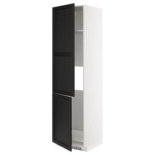 METOD - High cab f fridge/freezer w 2 doors, white/Lerhyttan black stained , 60x60x220 cm