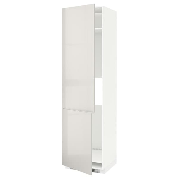 METOD - High cab f fridge/freezer w 2 doors, white/Ringhult light grey, 60x60x220 cm - best price from Maltashopper.com 99142736