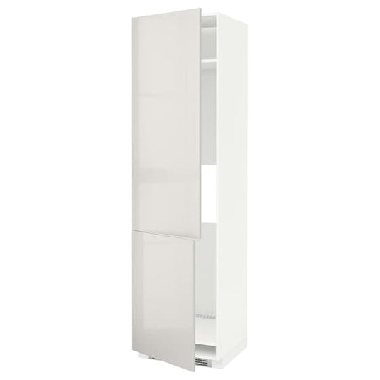 METOD - High cab f fridge/freezer w 2 doors, white/Ringhult light grey, 60x60x220 cm - best price from Maltashopper.com 99142736