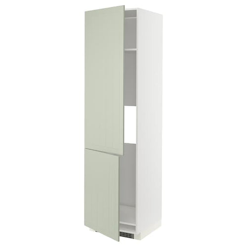 METOD - High cab f fridge/freezer w 2 doors, white/Stensund light green, 60x60x220 cm