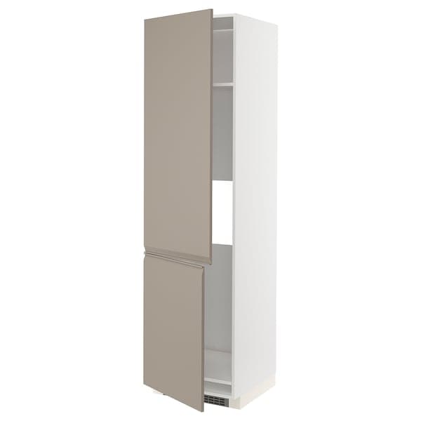 METOD - High cab f fridge/freezer w 2 doors, white/Upplöv matt dark beige, 60x60x220 cm - best price from Maltashopper.com 29491578