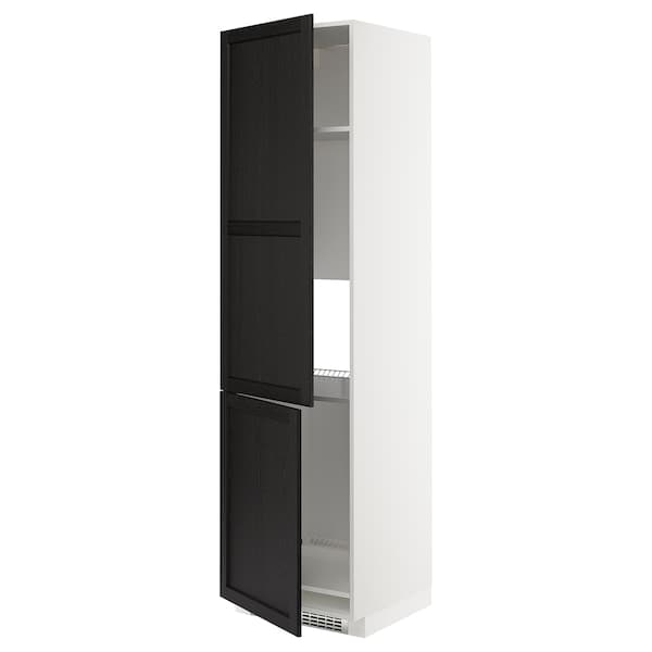 METOD - High cab f fridge/freezer w 2 doors, black/Lerhyttan black stained, 60x60x220 cm - best price from Maltashopper.com 99260739