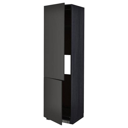 METOD - High cab f fridge/freezer w 2 doors, black/Nickebo matt anthracite, 60x60x220 cm