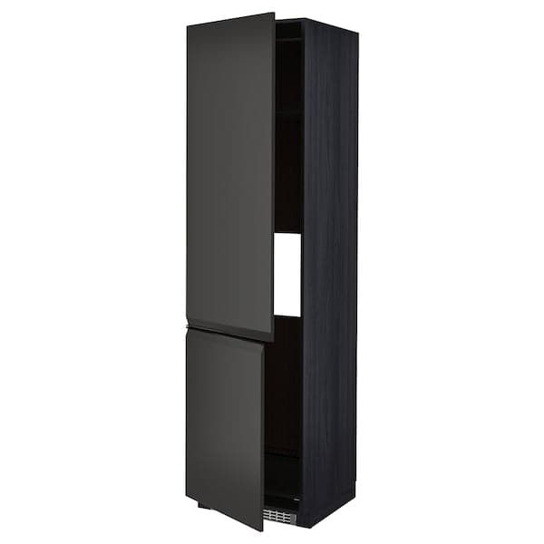 Ikea METOD - High cab f fridge/freezer w 2 doors, black/Upplöv matt anthracite, 60x60x220 cm