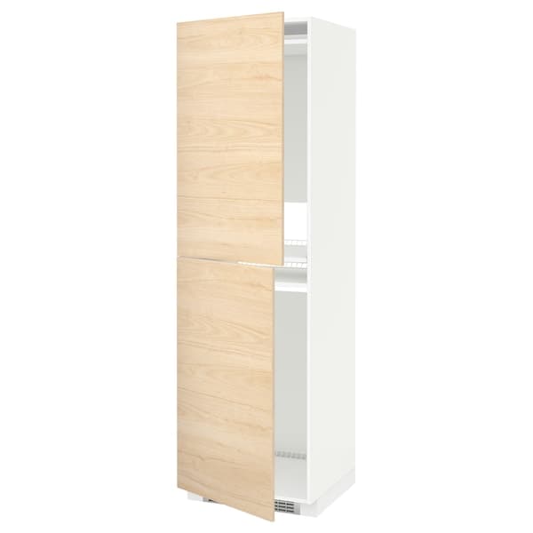 METOD - High cabinet for fridge/freezer, white/Askersund light ash effect, 60x60x200 cm