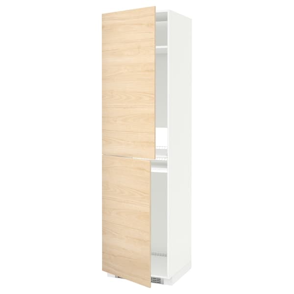 METOD - High cabinet for fridge/freezer, white/Askersund light ash effect, 60x60x220 cm - best price from Maltashopper.com 29215806
