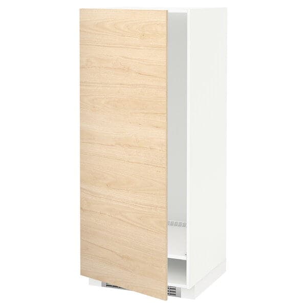 METOD - High cabinet for fridge/freezer, white/Askersund light ash effect, 60x60x140 cm - best price from Maltashopper.com 39215815