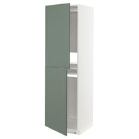 METOD - High cabinet for fridge/freezer, white/Bodarp grey-green, 60x60x200 cm - best price from Maltashopper.com 99317118
