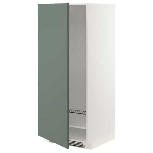 METOD - High cabinet for fridge/freezer, white/Bodarp grey-green, 60x60x140 cm