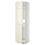 METOD high cabinet for fridge/freezer, white/Bodbyn off-white, 60x60x220 cm