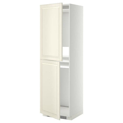 METOD - High cabinet for fridge/freezer, white/Bodbyn off-white, 60x60x200 cm