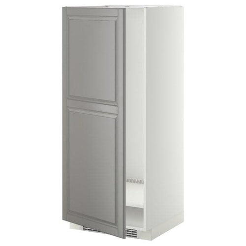 METOD - High cabinet for fridge/freezer, white/Bodbyn grey , 60x60x140 cm