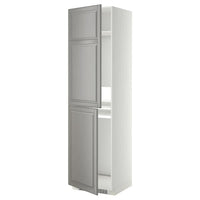 METOD - High cabinet for fridge/freezer, white/Bodbyn grey, 60x60x220 cm - best price from Maltashopper.com 69925659