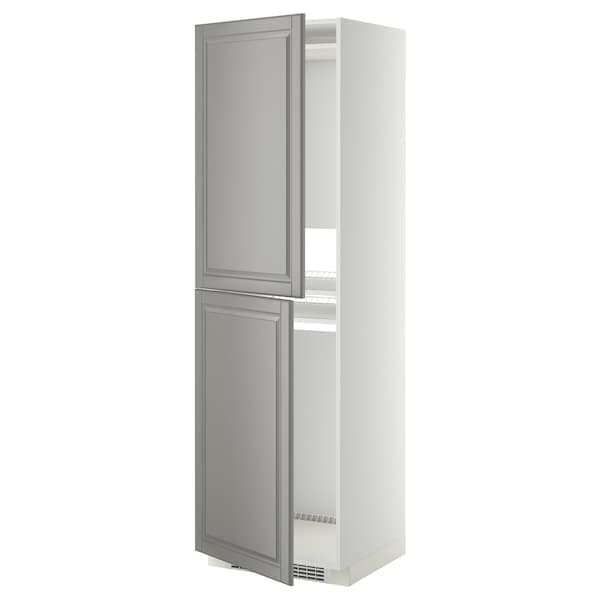 Ikea METOD - High cabinet for fridge/freezer, white/Bodbyn grey, 60x60x200 cm