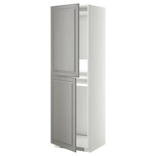METOD - High cabinet for fridge/freezer, white/Bodbyn grey, 60x60x200 cm