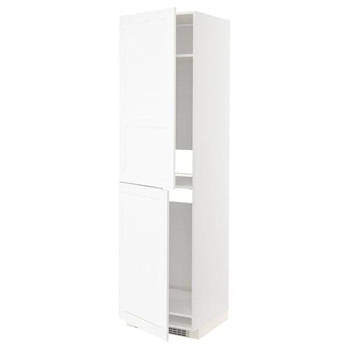 METOD - High cabinet for fridge/freezer, white Enköping/white wood effect, 60x60x220 cm