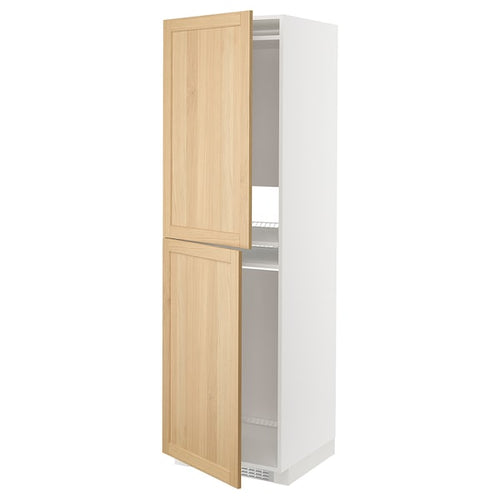 METOD - High cabinet for fridge/freezer, white/Forsbacka oak, 60x60x200 cm