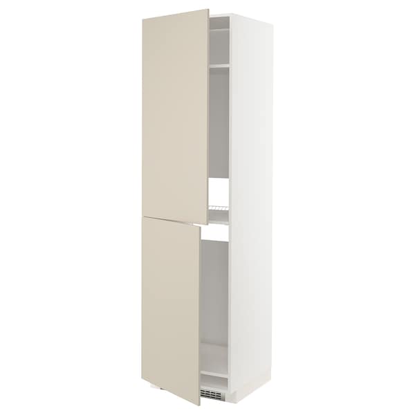 Ikea METOD - High cabinet for fridge/freezer, white/Havstorp beige, 60x60x220 cm