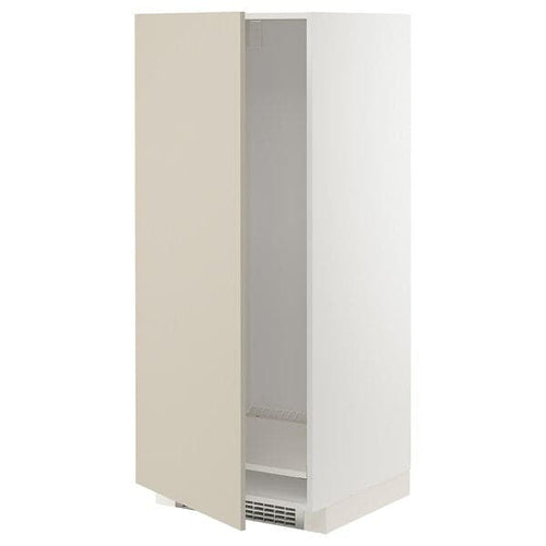 METOD - METOD High cabinet for fridge/freezer, white/Havstorp beige, 60x60x140 cm
