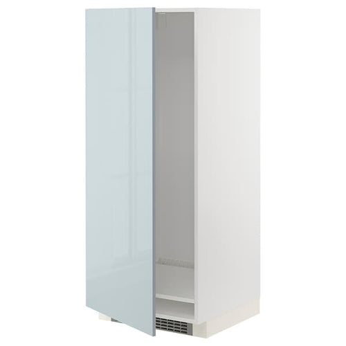 METOD - High cabinet for fridge/freezer, white/Kallarp light grey-blue, 60x60x140 cm