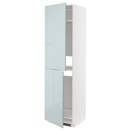 METOD - High cabinet for fridge/freezer, white/Kallarp light grey-blue , 60x60x220 cm