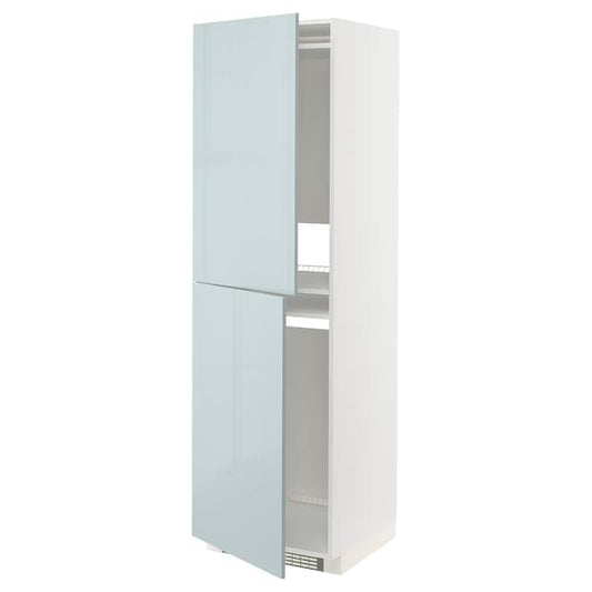 Ikea METOD - High cabinet for fridge/freezer, white/Kallarp light grey-blue, 60x60x200 cm