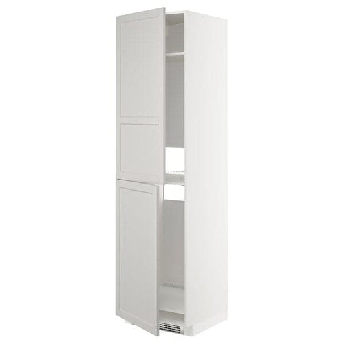 METOD high cabinet for fridge/freezer, white/Lerhyttan light grey, 60x60x220 cm