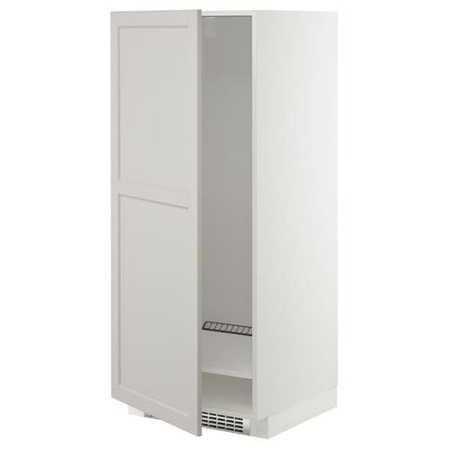 METOD - High cabinet for fridge/freezer, white/Lerhyttan light grey, 60x60x140 cm