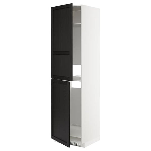 METOD - METOD High cabinet for fridge/freezer, white/Lerhyttan black stained, 60x60x220 cm