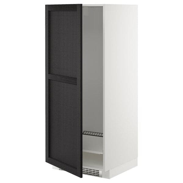 METOD - High cabinet for fridge/freezer, white/Lerhyttan black stained , 60x60x140 cm