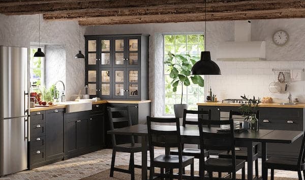 Ikea METOD - High cabinet for fridge/freezer, white/Lerhyttan black stained , 60x60x140 cm