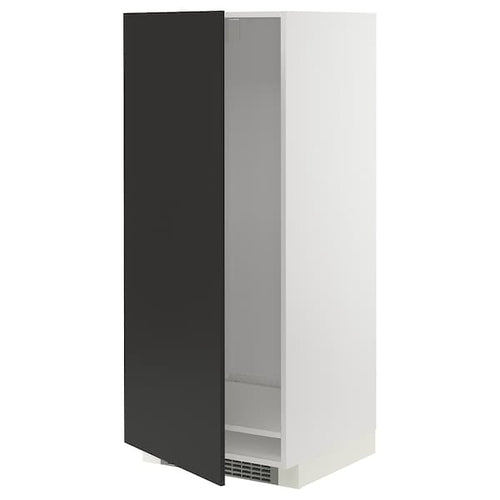 METOD - High cabinet for fridge/freezer, white/Nickebo matt anthracite , 60x60x140 cm